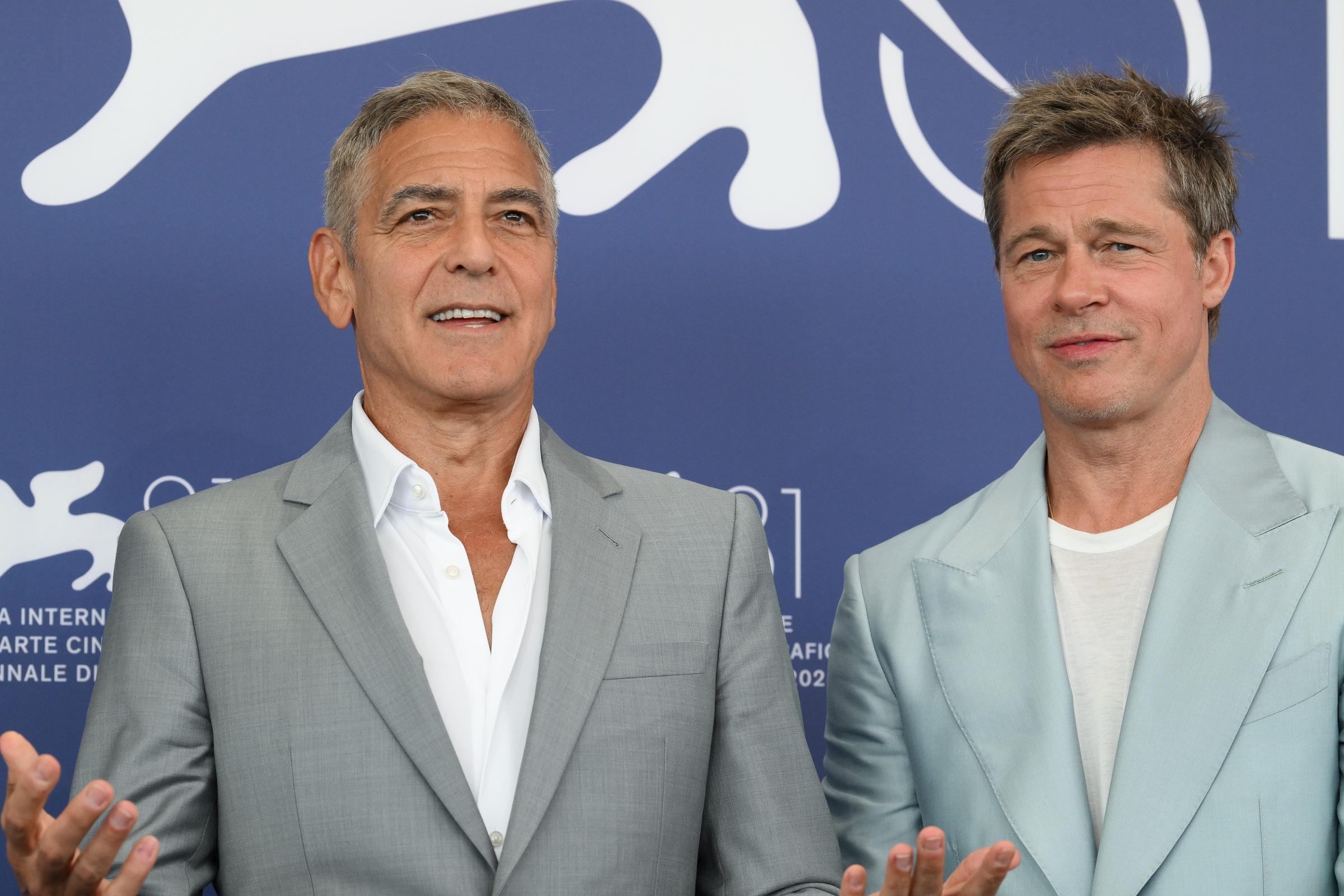 George Clooney and Brad Pitt at the 81st Venice International Film Festival on September 1, 2024 | Source: Getty Images