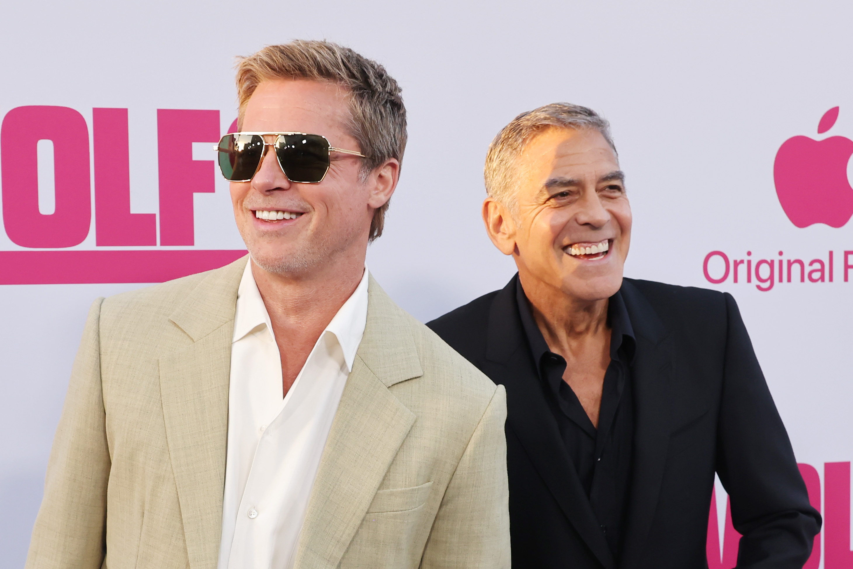 Brad Pitt and George Clooney at the Los Angeles premiere of "Wolfs" on September 18, 2024 | Source: Getty Images
